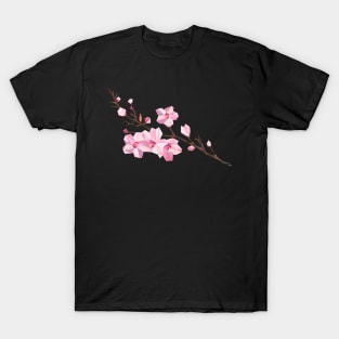 Geometric Japanese Sakura - Cherry Blossoms on White Background T-Shirt